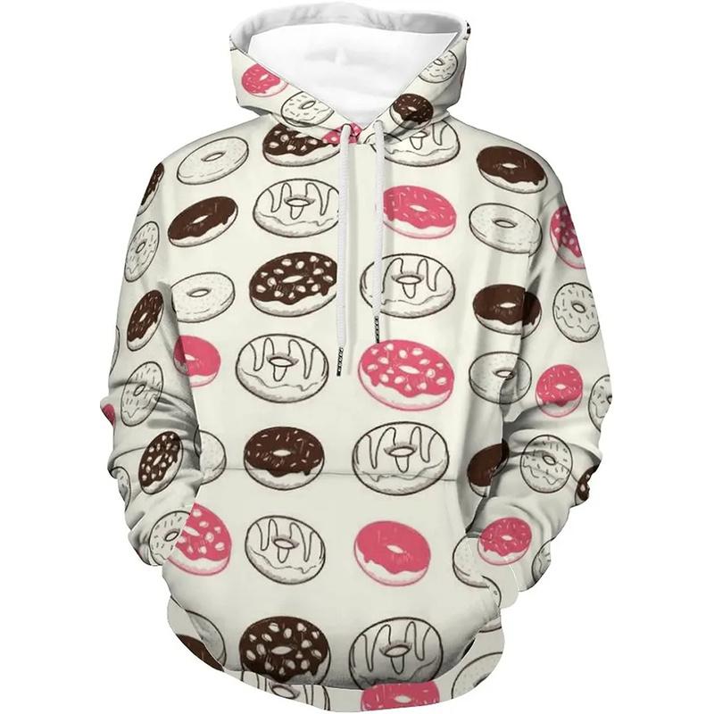 2024 Fashion New Autumn Donut 3D Printed Hooded Sweatshirt men's Casual Loose Fitting Pullover Sportswear Sweatshirt For Men