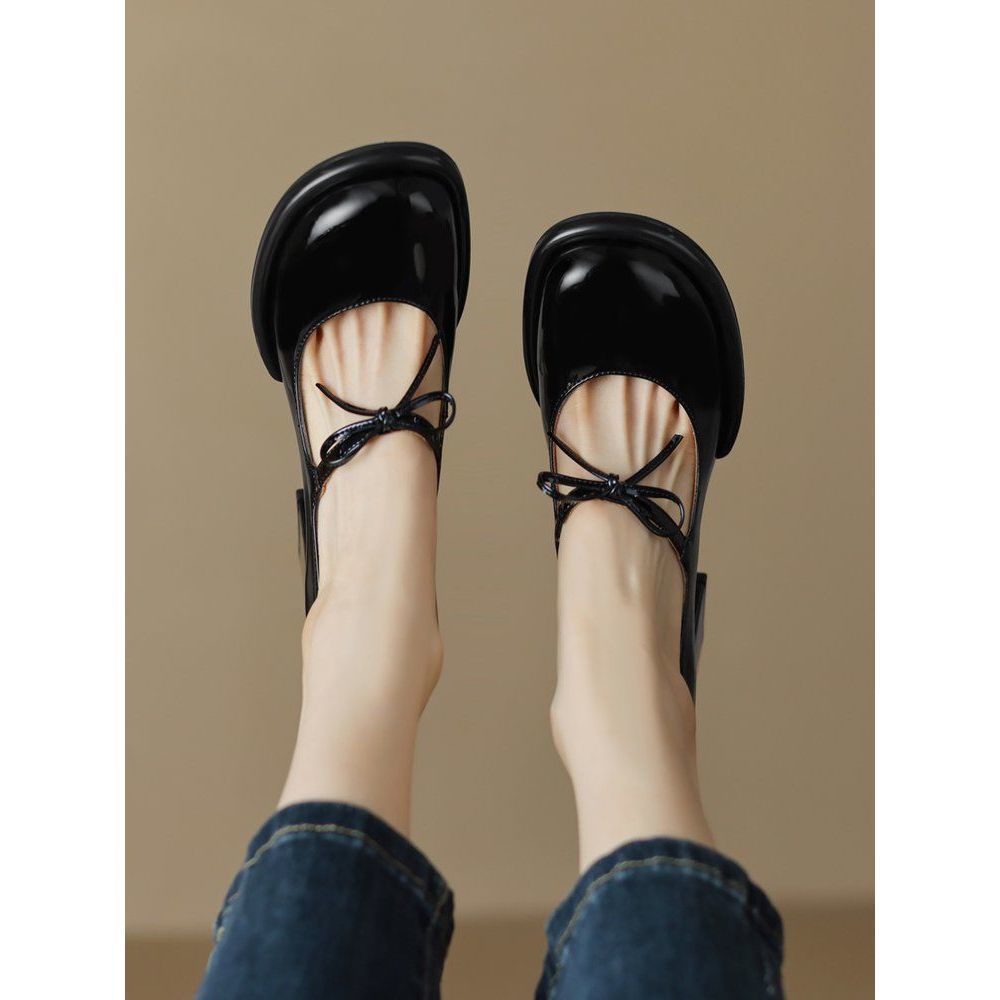 

2025 новая весна французский бант красный высокий каблук женские туфли-лодочки на толстом каблуке одинарные туфли 39 чёрный