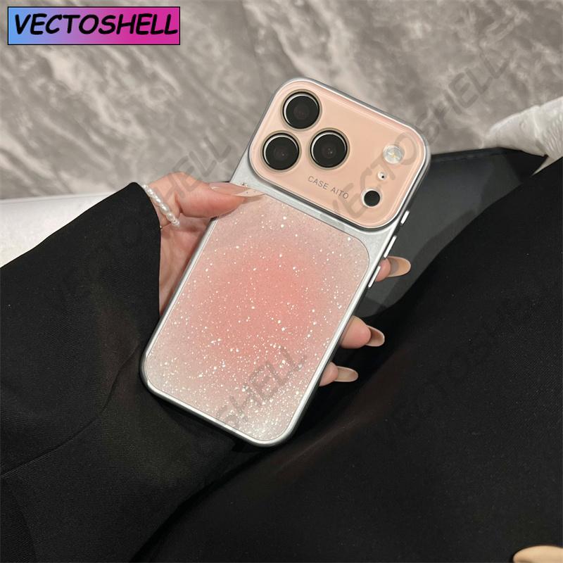 Halation Glitter Camera Window Phone Case For iPhone 17 16 15 14 13 12 Pro Max Glass Lens Protective Hard PC Back Cover