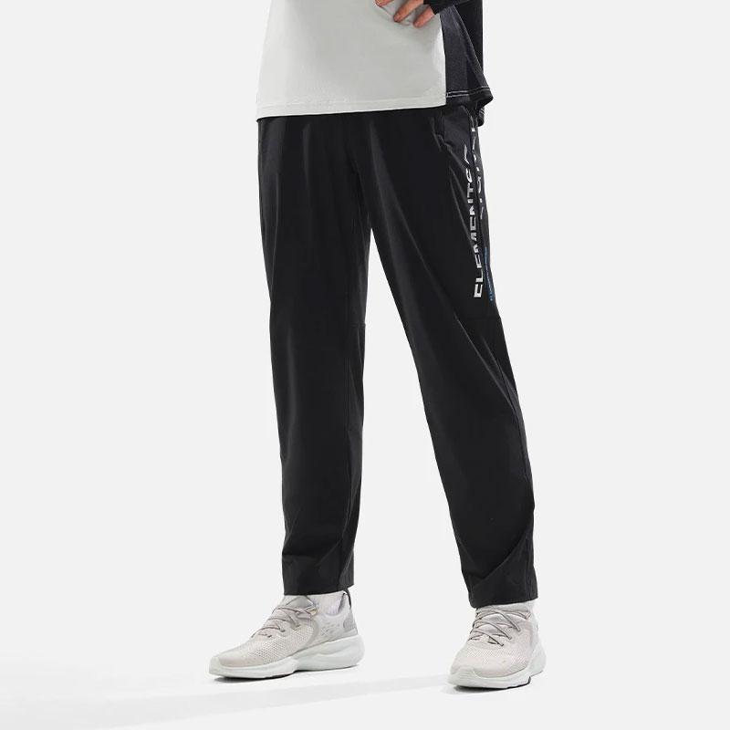 Li-Ning Fitness Series Letter Print Straight Leg Water Resistant Sports Pants Men Bottoms Black AYKU381-1