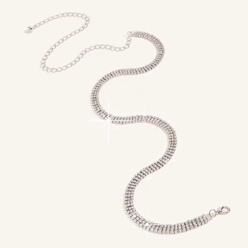 Rhinestone Crystal Waist Chain for Evening Dress - Women's Trendy Diamond-Studded Skinny Belt Accessories
