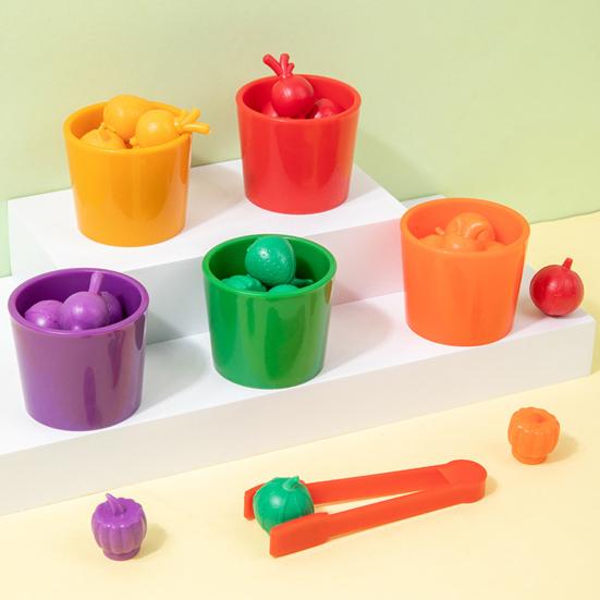 1 Set Wooden Color Sorting Cup Fine Motor Skills 10 Colors Ball Matching