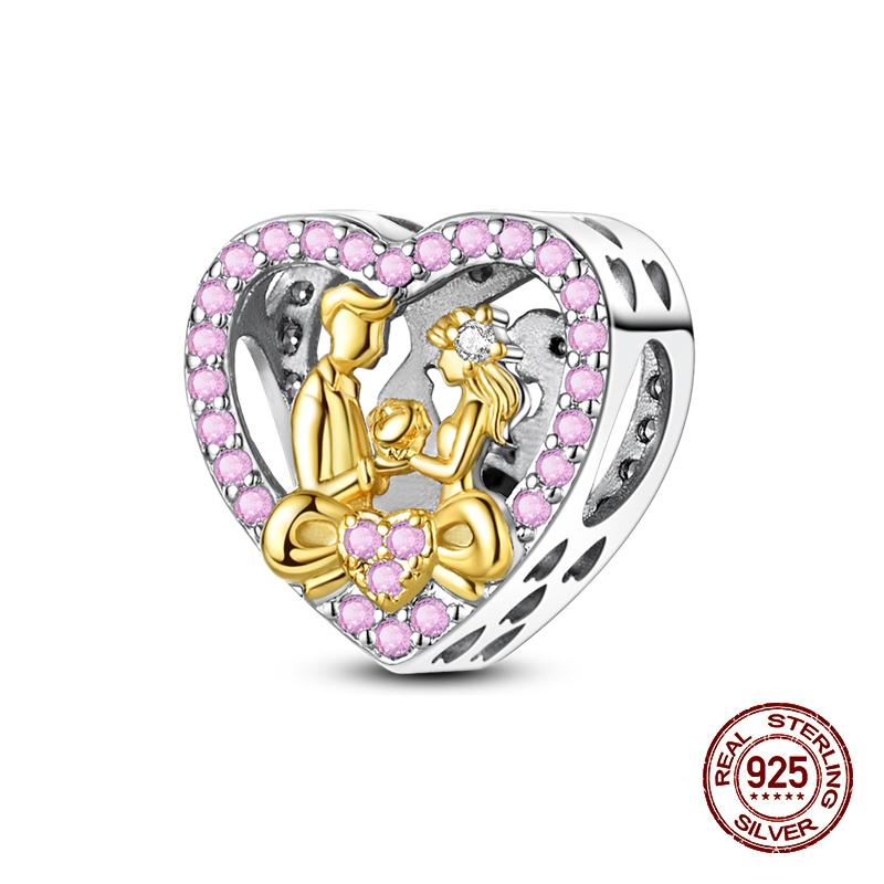 Neue Kupfer Romantische Liebesbrief Hochzeit Ringe Charms Perlen Passend für 3mm Original Armband DIY Schmuck Verlobungsgeschenke