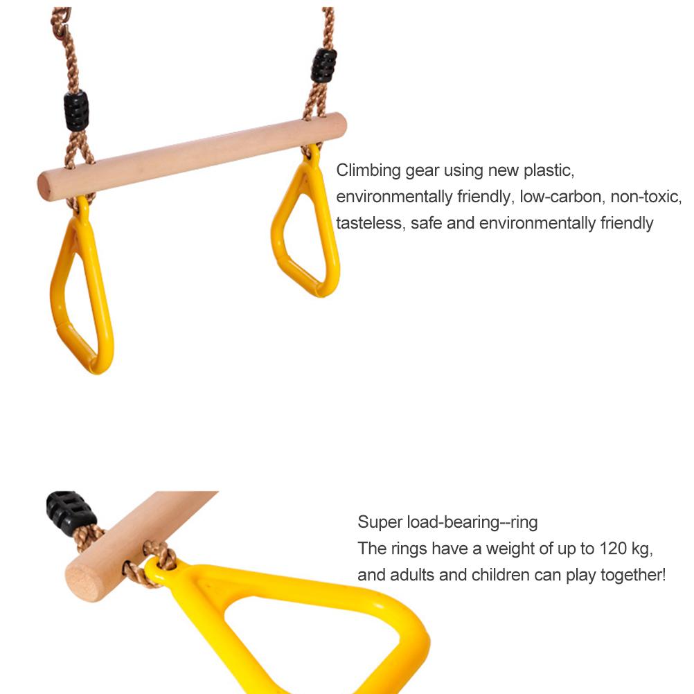 Trapezschaukel mit Ringen, Holzspielset mit Kunststoffringen, Turnringe für Kinder und Erwachsene