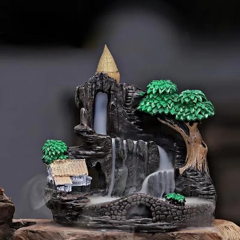 1PCS Resin Reflowable Incense Holder Moutain Stream Incense Burner Living Room Coffee Table Office Home Decor Gifts