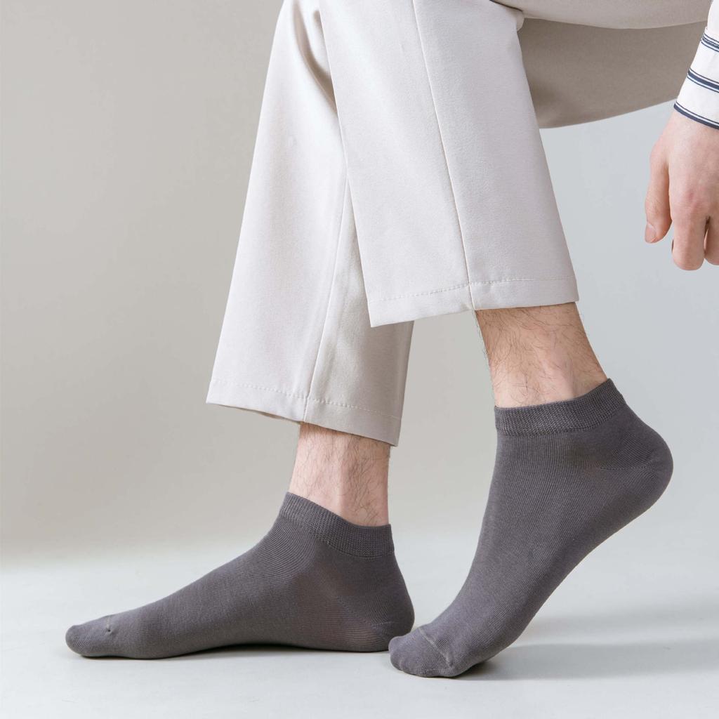 Short Men'S Socks Solid Color Comfortable Low-Top Socks Breathable Thin Sweat-Absorbing Cotton Socks Business Casual Boat Socks Basic
