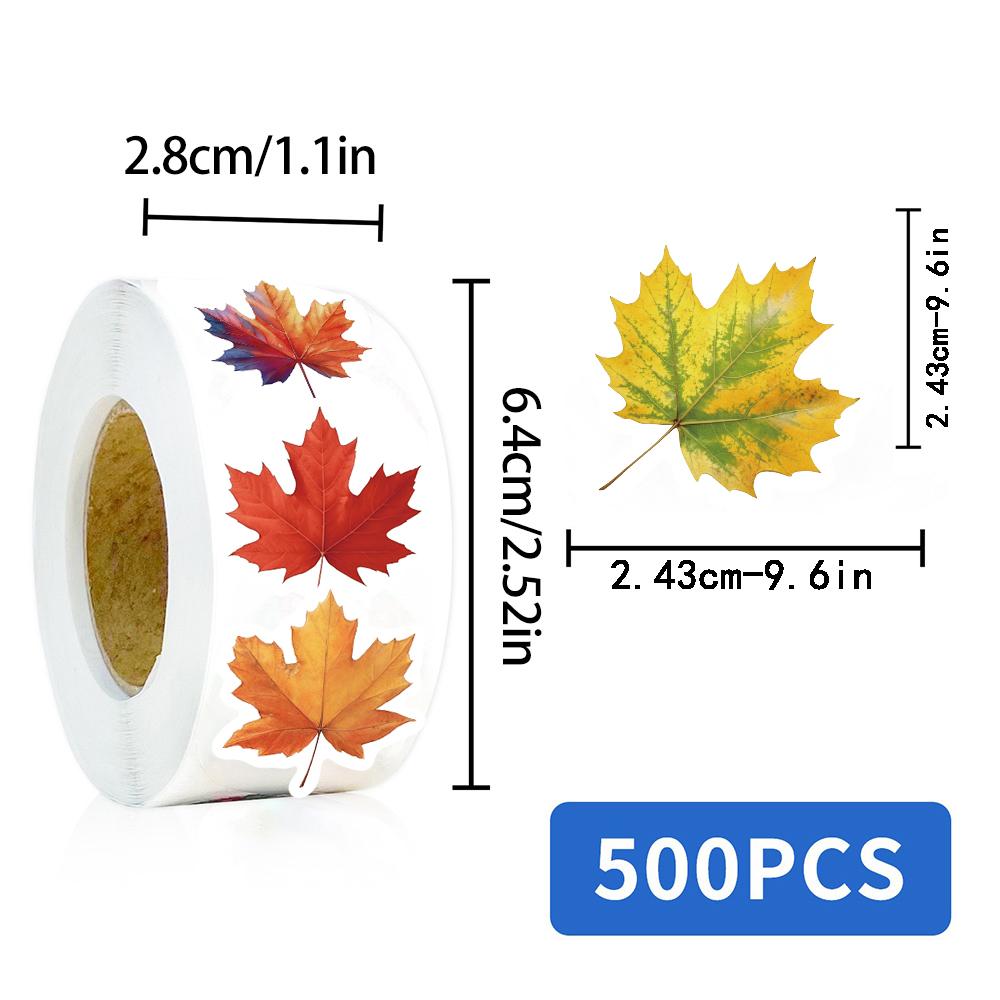 500PCS Maple Leaves Roll Stickers Gift Decorative DIY Phone Scrapbooking Bottles Waterproof Room Modern Home Sealing Stickers