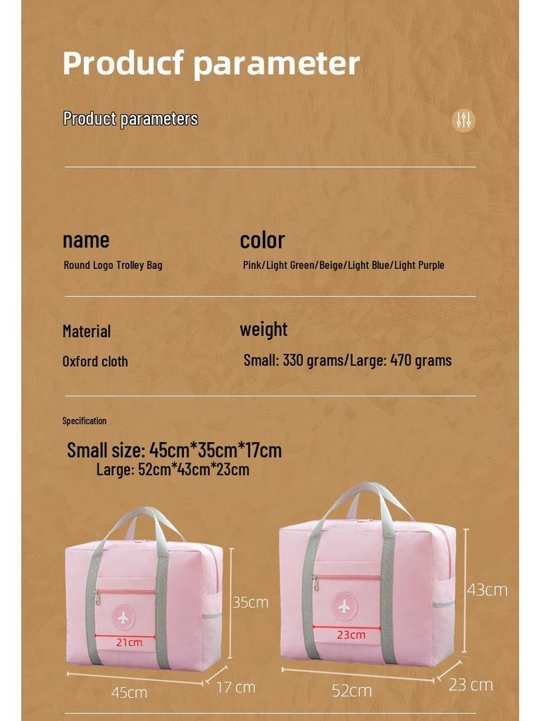 Extra Large Japanese Trolley Bag - Solid Color, Foldable, Round Label, Travel & Quilt Storage