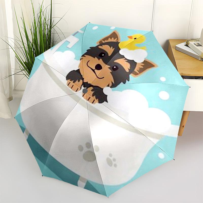 

1pc Bathing Yorkshire Terrier with Duck Umbrella with Plastic Handle,Compact & Stylish,Cartoon Pattern,Outdoor UmbrellaPT299