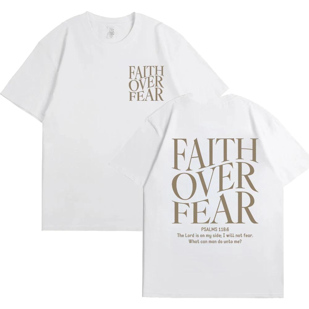 Faith Over Fear Christian Women Tshirts Christian Clothes Jesus Fashion Trendy Tshirts Bible Verse Sportwear Aesthetic Clothes