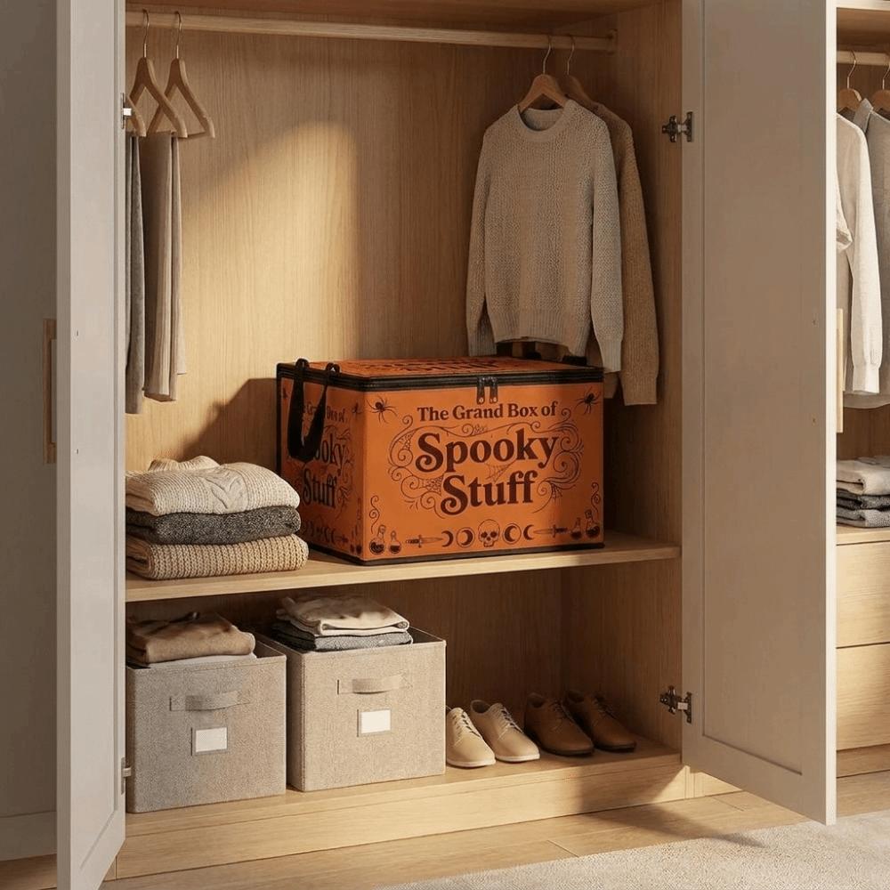 Large Capacity Spooky Stuff Storage Container Space Saving Gothic Storage Basket Bedroom