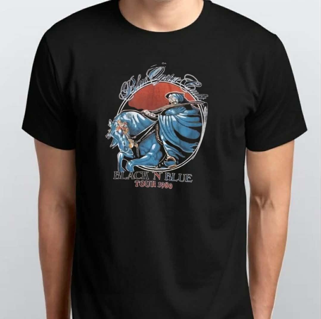 90s Blue Oyster Cult Band T-SHIRT Black White L