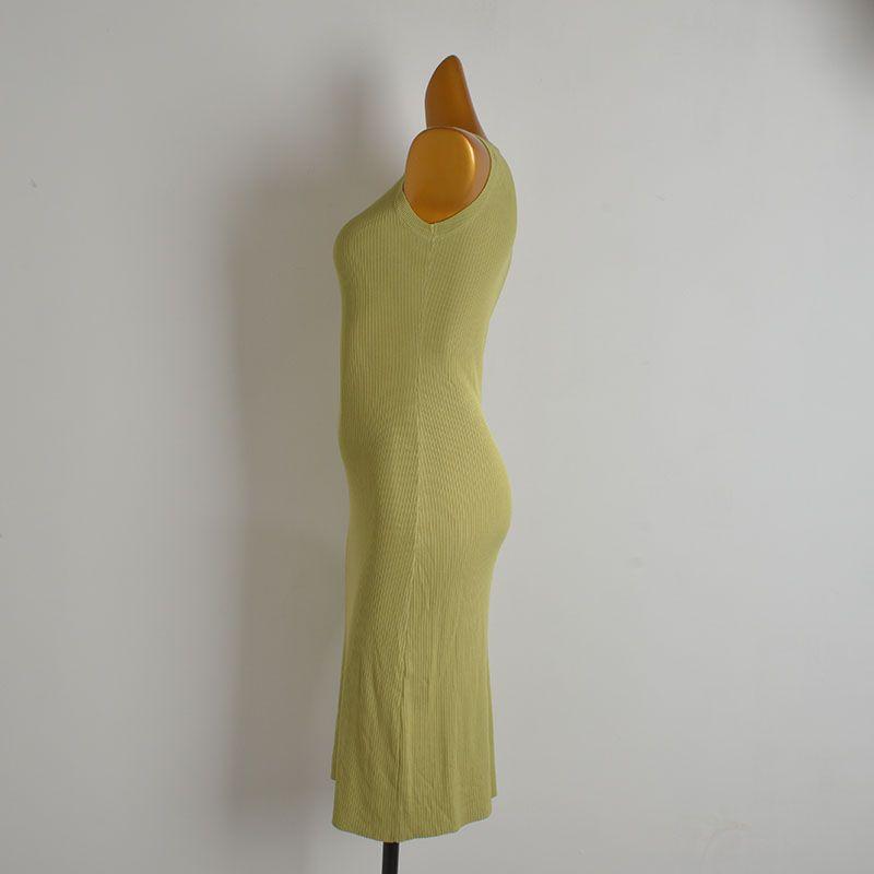 French Simplicity New Arrival Pure Color Sleeveless Knitting Dress Women's Summer Thin Silm Slim Looking Sheath Vest Dress