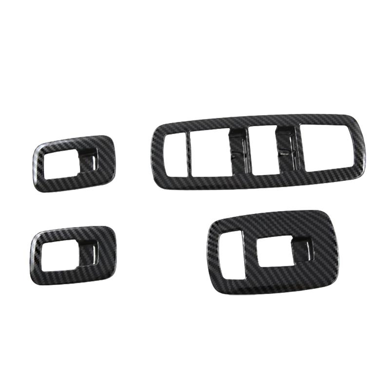 4pcs ABS Carbon Pattern Window Lift Switch Button Trim Panel Cover For Dodge Ram 1500 Off-Road - Car Accessories