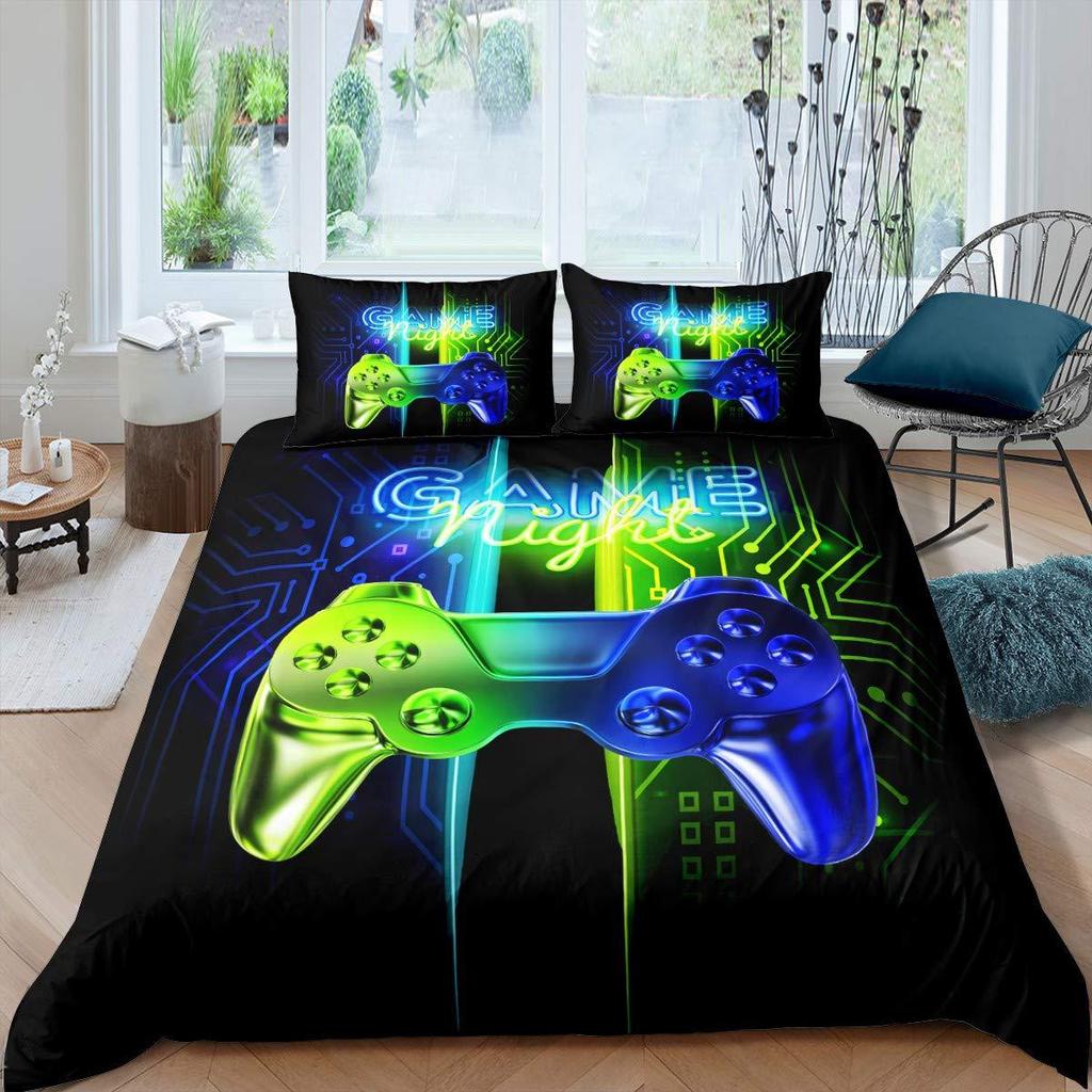 Spielkonsole Bettbezug Set Für Jungen Mädchen Kinder Weltraum Galaxie Gaming 3 Teile Mikrofaser Gamer Bettwäsche Teenager Bettdeckenbezüge