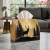 1pc Deer Forest Tissue Box Holder with Deer & Pine Tree - Reusable Napkin Dispenser Suitable for Kitchen, Living Room, Bedside Table, Compact Modern D