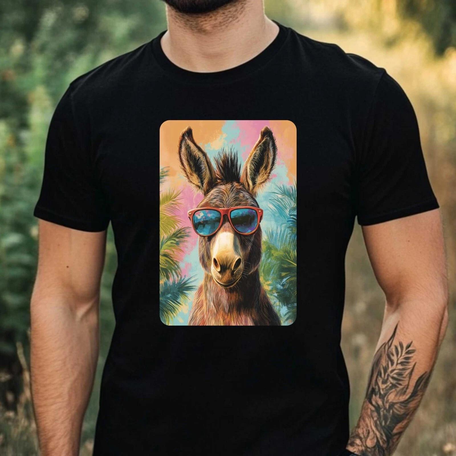 T-Shirt Herren Esel mit Sonnenbrille Motiv Baumwolle Größe XS bis 5XL XXXXL