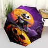 Jack Skellington, Halloween Themed Automatic Opening and Closing Umbrella, Brightly Colored 8-rib Portable Umbrella, Suitable for Men and Women