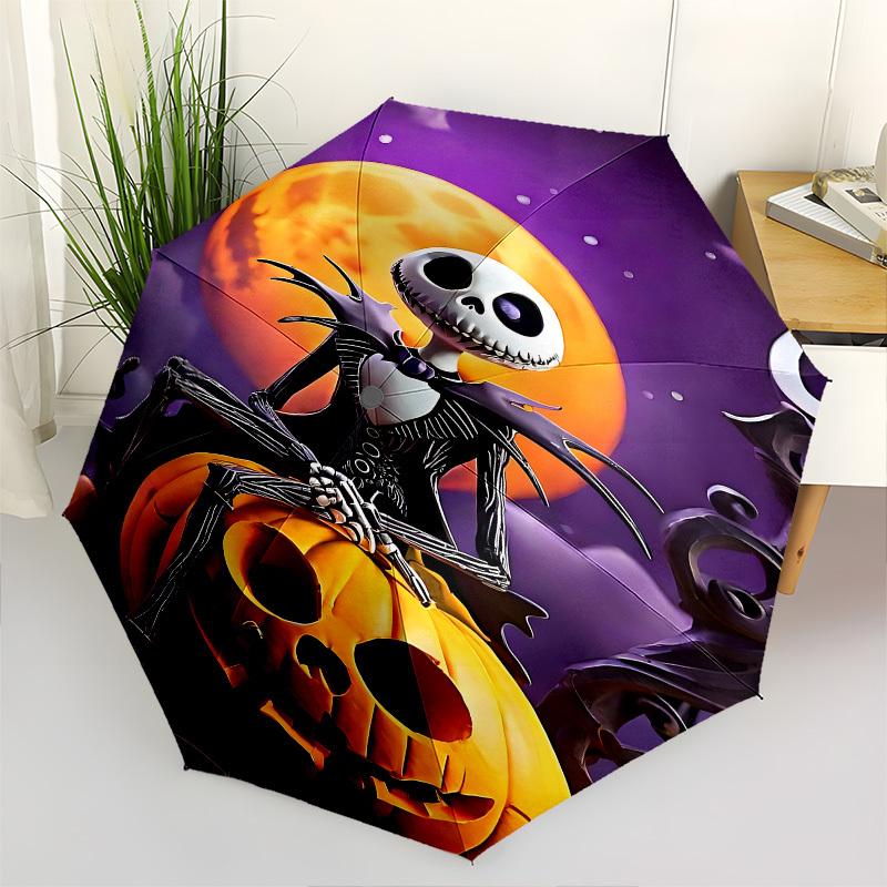 

Jack Skellington, Halloween Themed Automatic Opening and Closing Umbrella, Brightly Colored 8-rib Portable Umbrella, Suitable for Men and Women