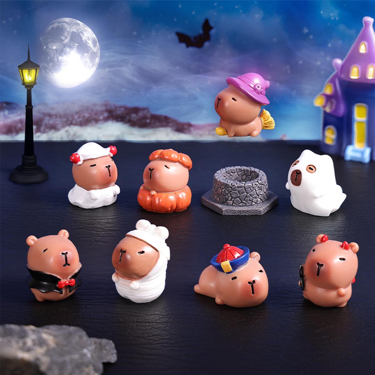 

Non-Toxic 8Pcs Mini Halloween Capybara Cute 8 Styles Capybara Tiny Animal Figures For Halloween Party Gifts Desks Party Decoration