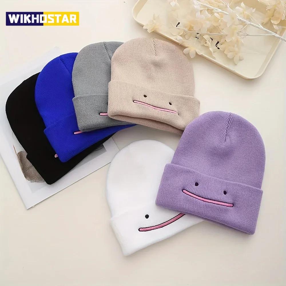 Knitting Hat Fashion Anime Men Women Beanie Autumn Winter Warmer Bonnet Cute Embroidery Outdoor Windproof Cap Casual Hats