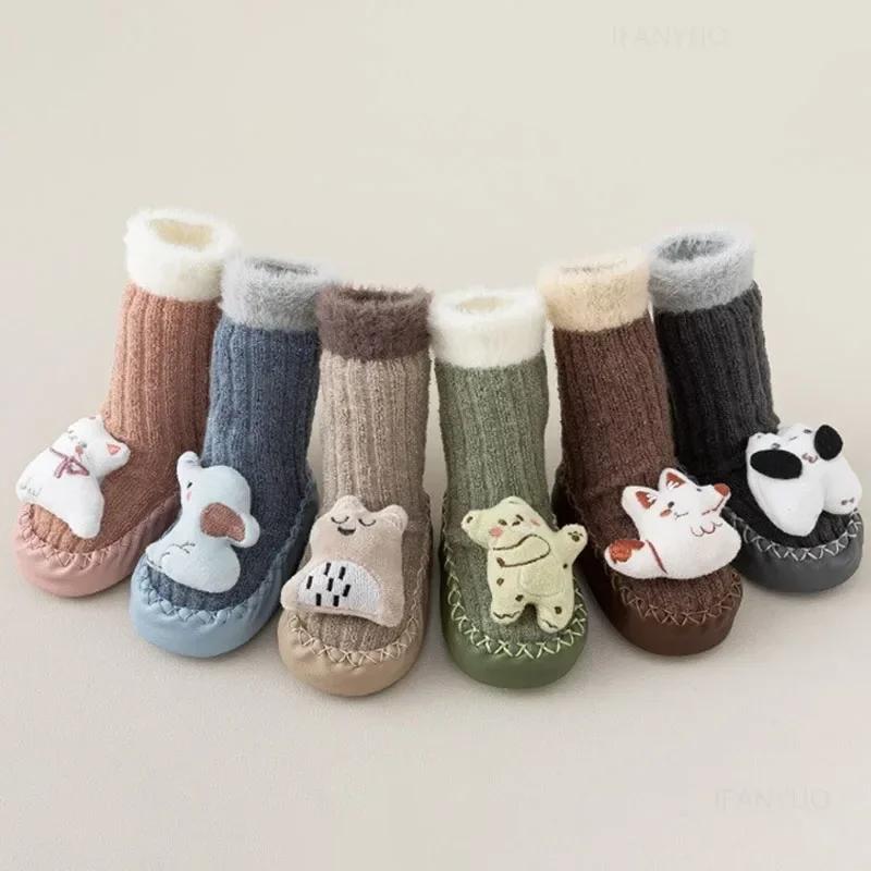 Winter Newborn Stocking Baby Thick Warm Anti Slip Cartoon Kid Walking Socks Spring Autumn Soft Soled Indoor Children Floor Shoes