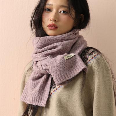Sciarpa Lavorata a Maglia Stile Coreano Donna Inverno Calda Sciarpe Design Cashmere Monocolore Sciarpa Spessa Morbida Lunga Pashmina Collo