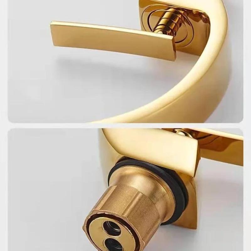1 ks Nová zlatá koupelnová umyvadlová baterie s jednou rukojetí, dlouhý krk, elegantní design, jednootvorová baterie, umyvadlová baterie
