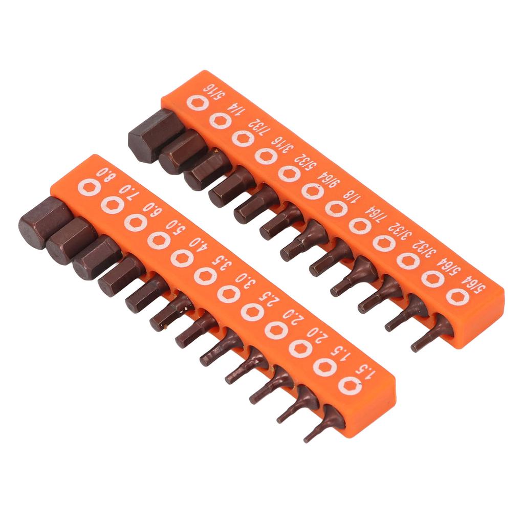 24 Pcs Hex Head Drill Bit Set 1/4 Inch Hex Shank S2 Alloy Steel Metric and SAE Hex Bit Set for Indus
