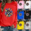 Dame Mode Afslappet Print Rund Hals Sweater Løs Sportstop Pullover