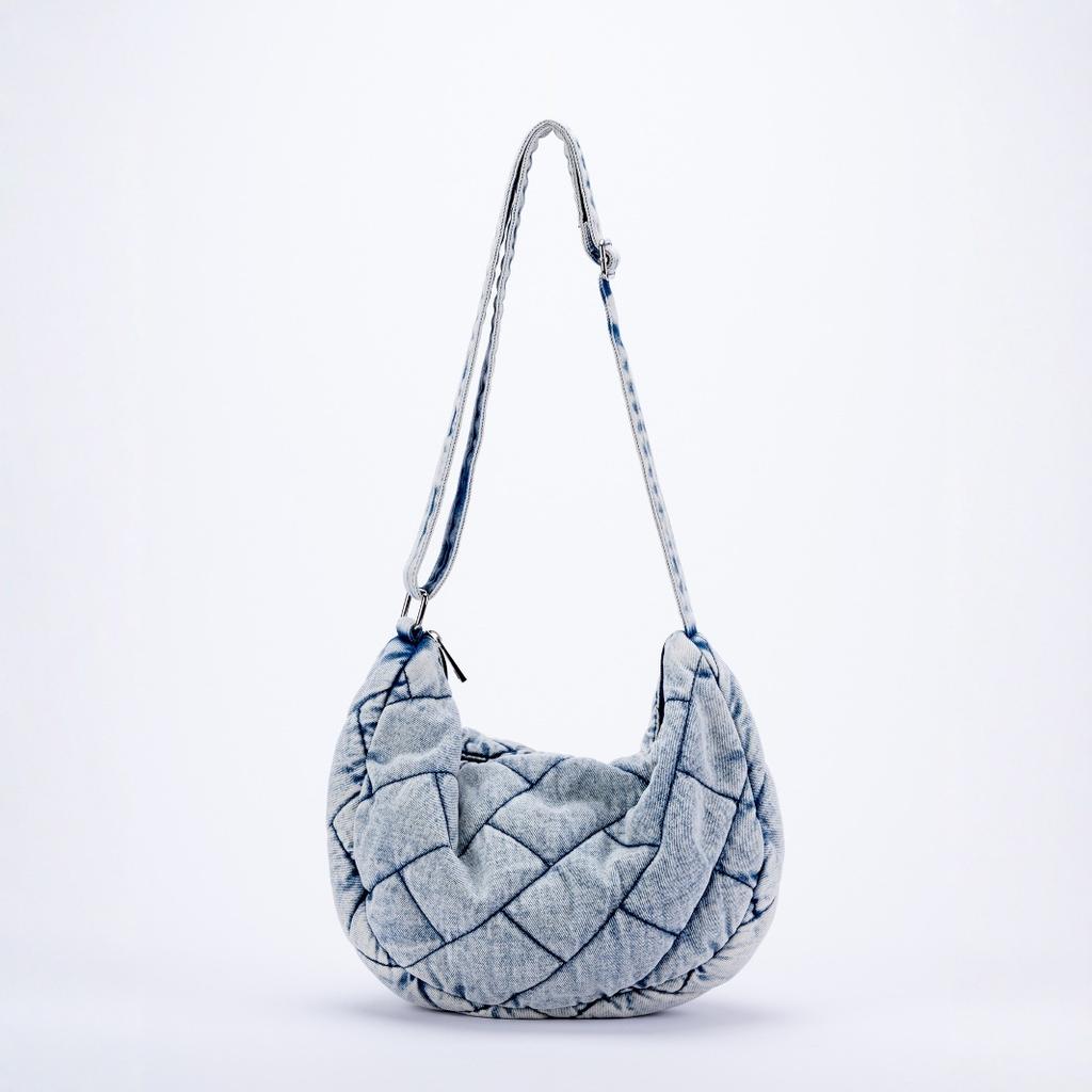 Vintage Denim Umhängetasche Damen Große Kapazität Messenger Bag Mehrere Taschen Satteltasche Verstellbarer Riemen Damen Crossbody Bag