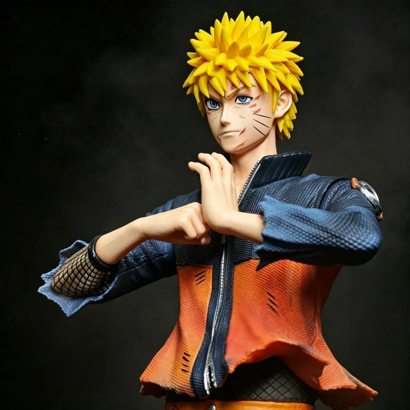 High Quality Naruto Battle Damaged Uzumaki Naruto Anime Figure Double Headed Statue Desktop Ornament Collectible Model Toy Gifts