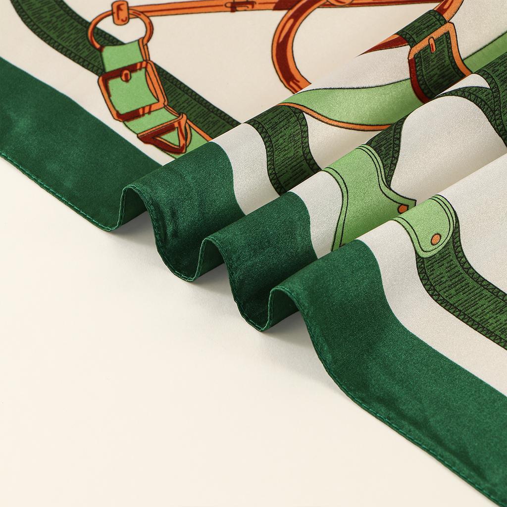 90*90CMSatin Square Scarf Women Muslim Hijab Elegant Print Silk Neckerchief Shawl Wraps Headband Handle Hair Accessories Bandana