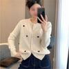 New Round Neck Stylish Knit Cardigan Spring Autumn Lazy Fit Sweater with Heart Design Cozy Coat