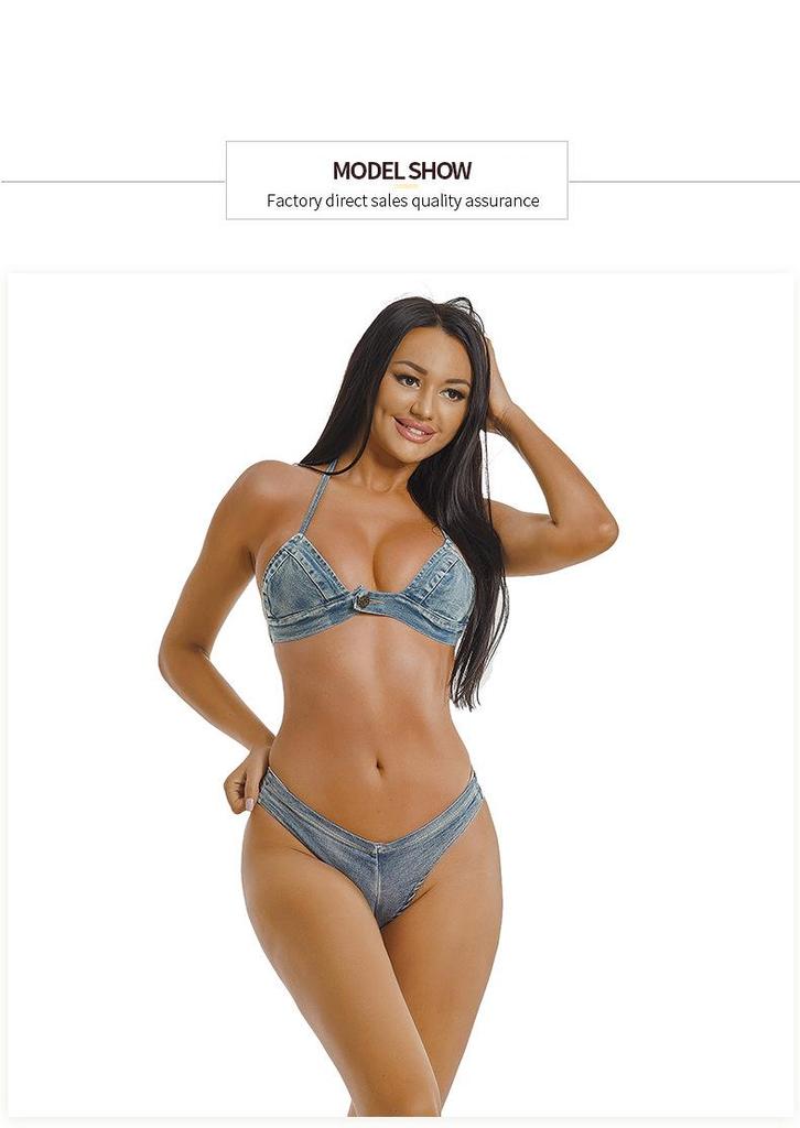 European American Denim Bandage Bikini – Sexy Women's Swimsuit 2024 Collection