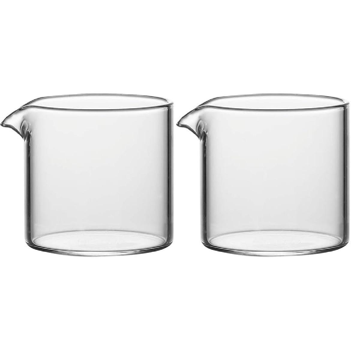 Sizikato 2pcs Transparent Glass Creamer, 4oz Mini Coffee Milk Creamer Pitcher. No handle