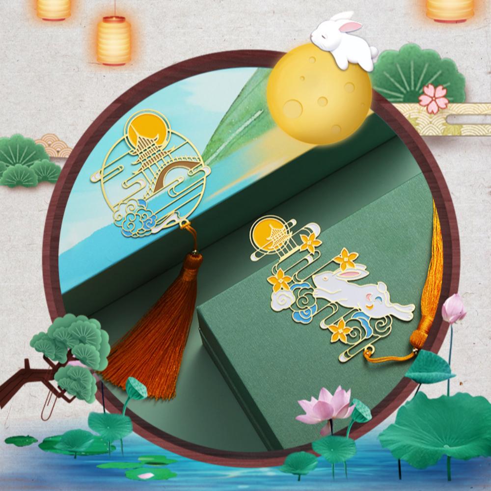 Zinc Zinc Alloy Moon Rabbit Book Clip Classical Book Page Marker Cute Chinese Style Bookmarks  Student