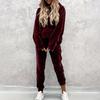 Women's Casual Color Hooded Sweatshirt and Jogger Pants Two-Piece Set with Pockets for Sports and Everyday Wear