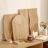 Wooden Serving Platter, Geometric Design Boho Decorative Serving Tray for Fruit, Bread, Vegetables, Multi-use Organizer Tray for Coffee Table, Dinner,
