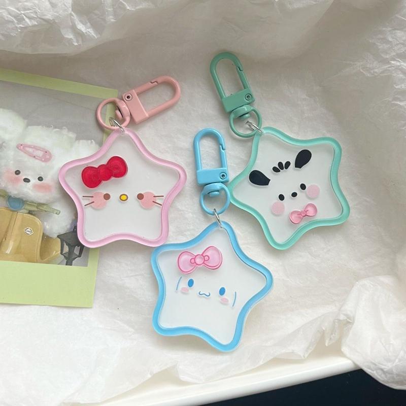 Cute Cartoon Sanrio Star Acrylic Keychain Ins Sweet Girl Schoolbag Pendant Keyring Friend Gift
