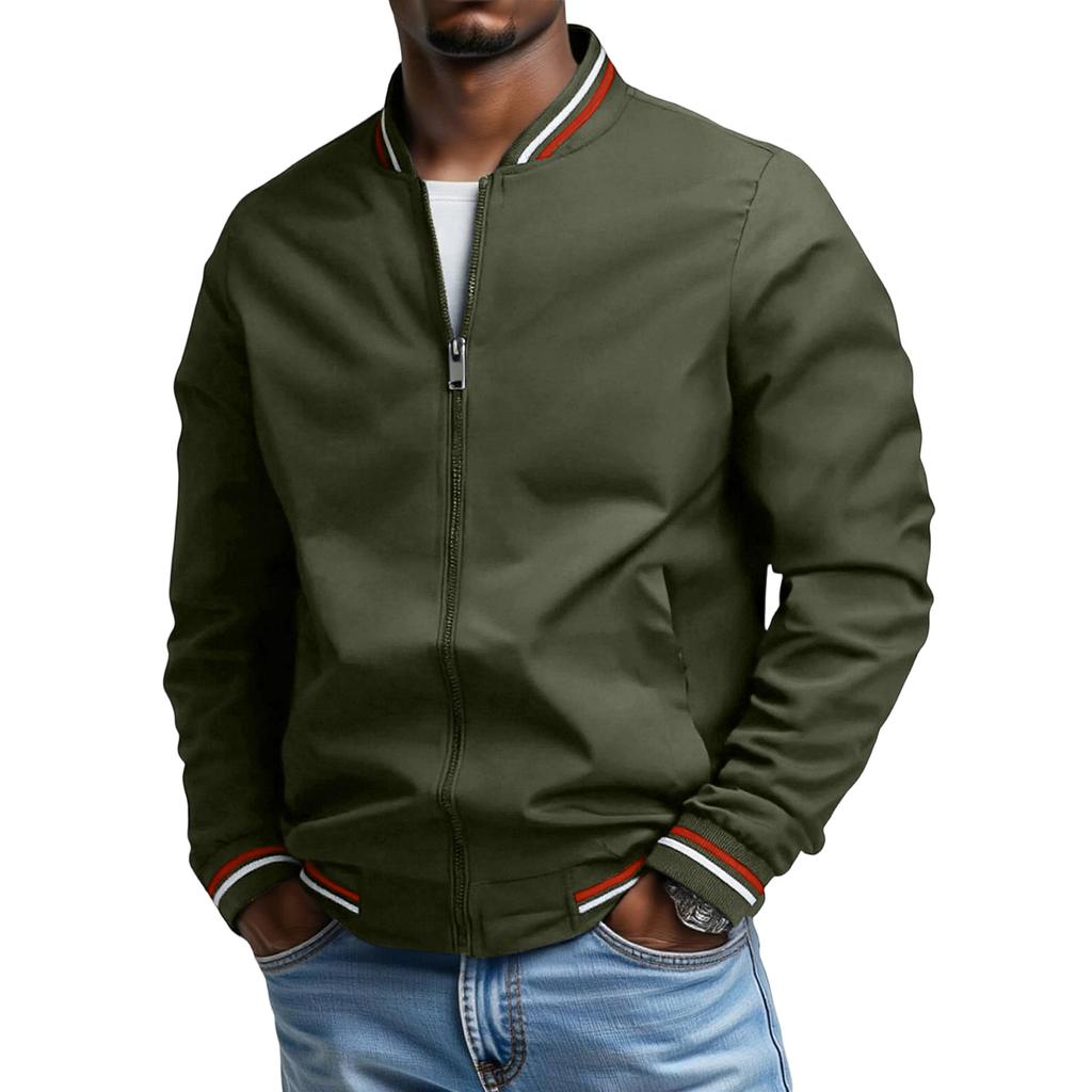 Herren Freizeit Stehkragen Doppelstreifen Jacke Mantel