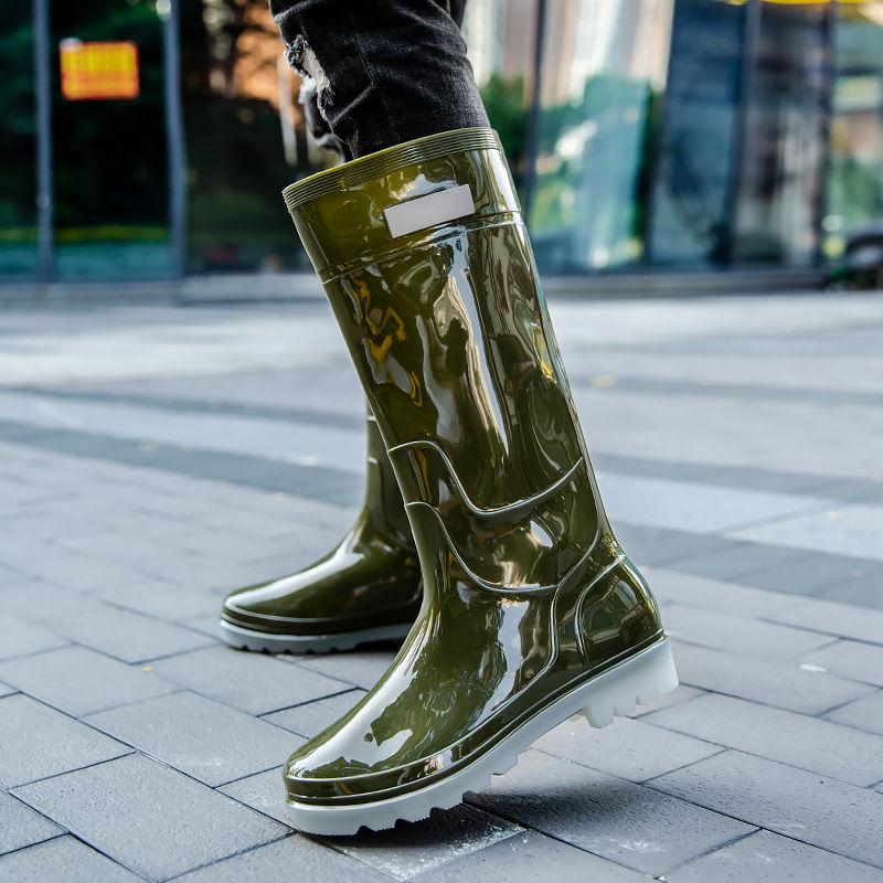 Spring Autumn Solid Color Male Shoes Work High Low Heel Fashion Wide Toes 2026 Waterproof Resistant Designer Men's Rain Boots