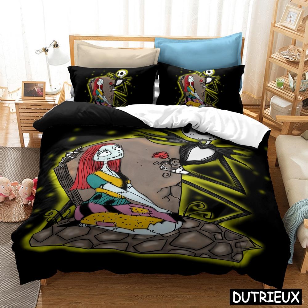 The Nightmare Before Christmas Duvet Cover Set 3D Cartoon Printed Bedding Set Queen King Size Comforter Cover Pillowcase Set