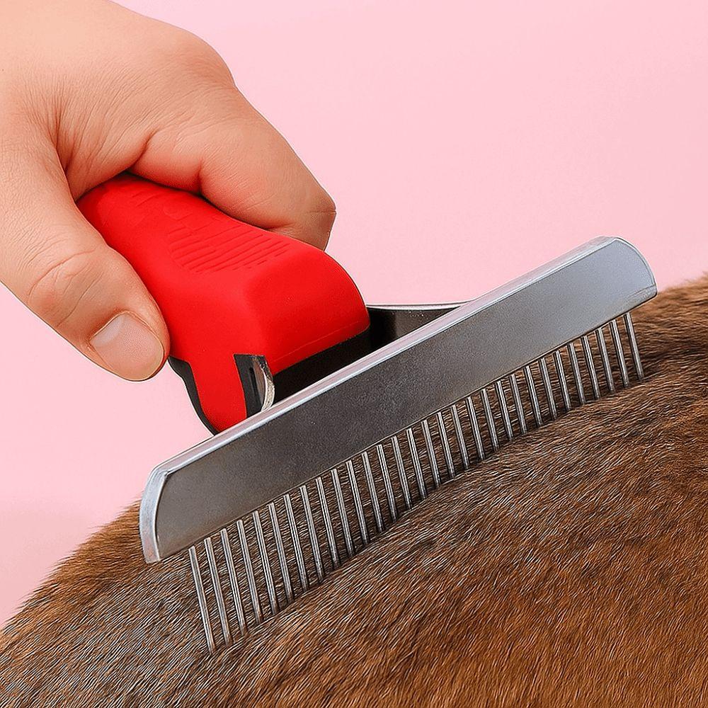 Long Tooth Pet Grooming Rake Anti-Slip Handle Pet Deshedding Brush Clean Up Floating Hair