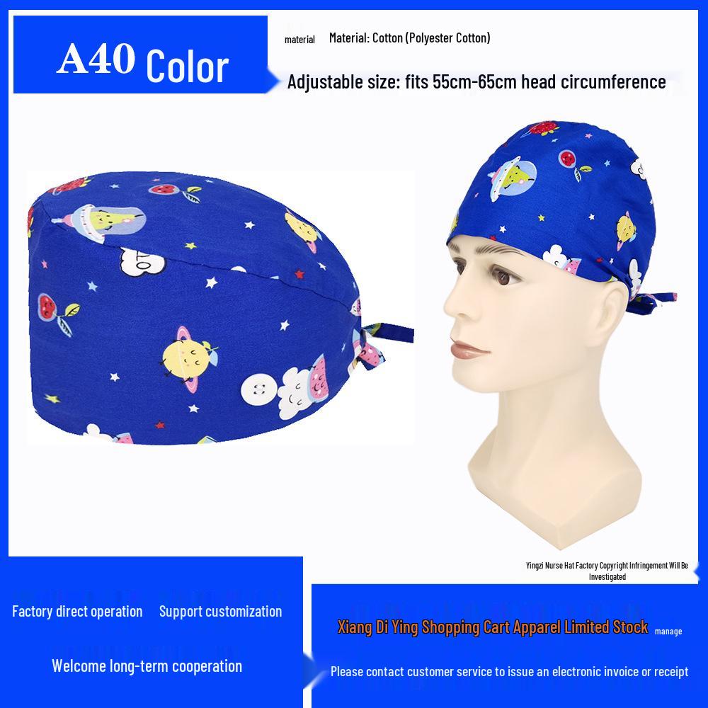 Pure Cotton Printed Surgical Cap for Nurses and Doctors