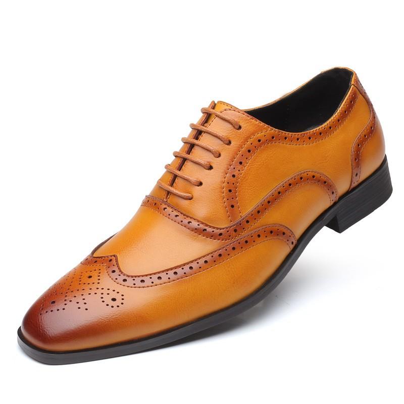 Mens Wide Width Oxford Shoes Brogue Style Business Formal Dress Office Casual Wear