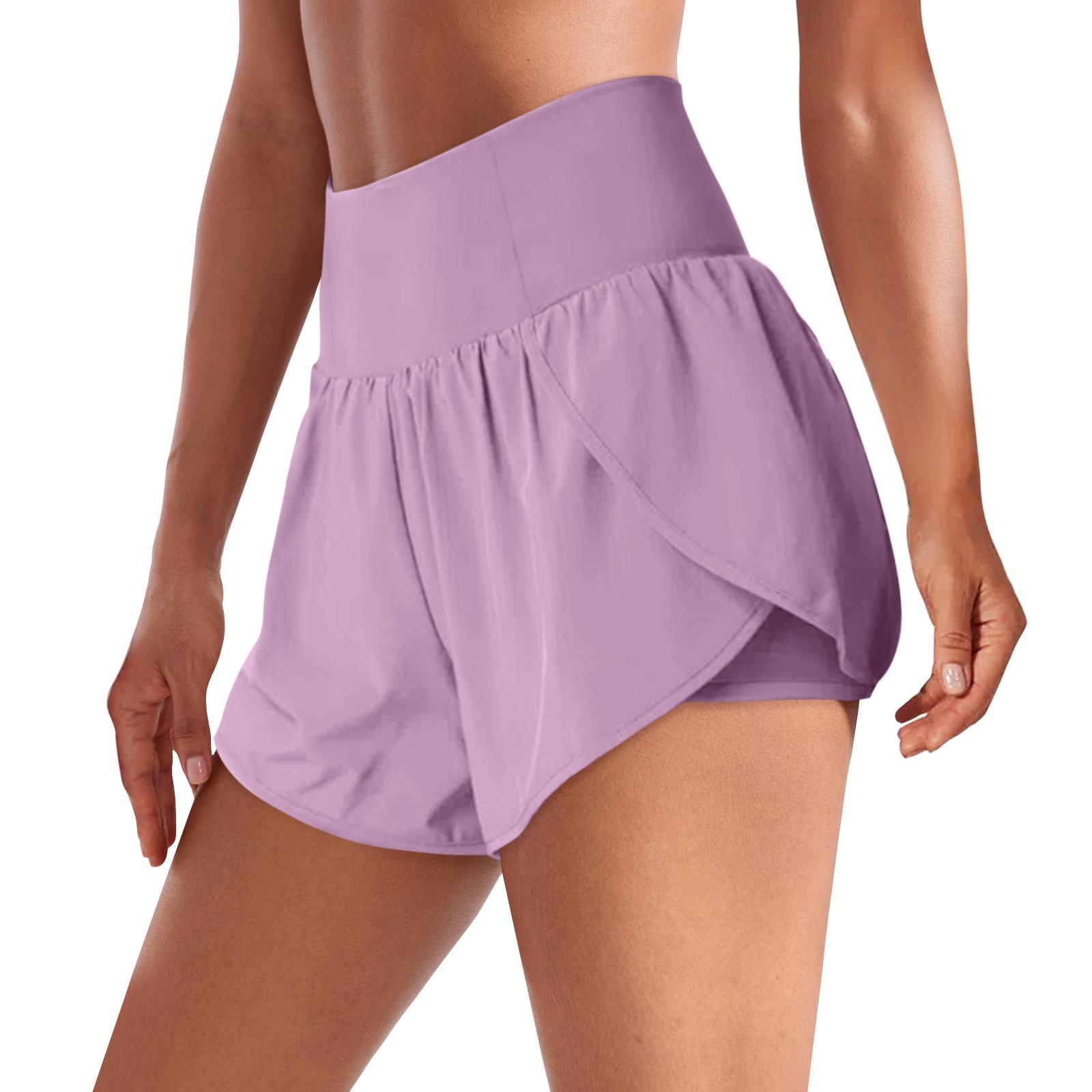 

2 в 1 женские струящиеся шорты для бега с высокой талией, быстросохнущие спортивные шорты для фитнеса, повседневные шорты, симпатичная теннисная юбка M