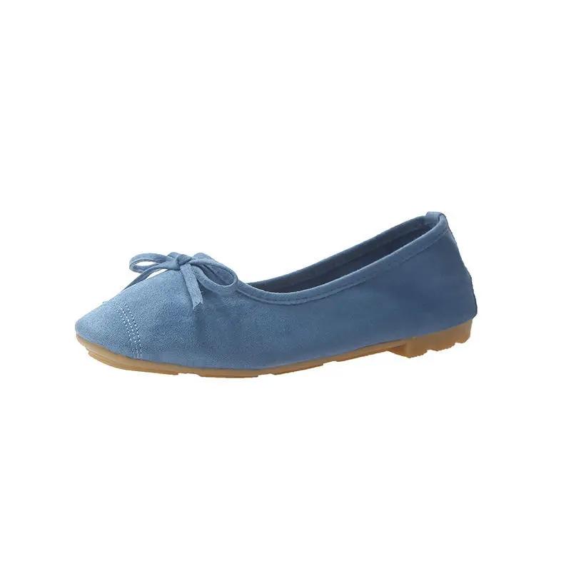 Fashion Shoes for Women Kawaii with Bow Green Ballet Cute Round Toe Woman Footwear E Non Slip Comfortable and Elegant Trend Lastest Shoe