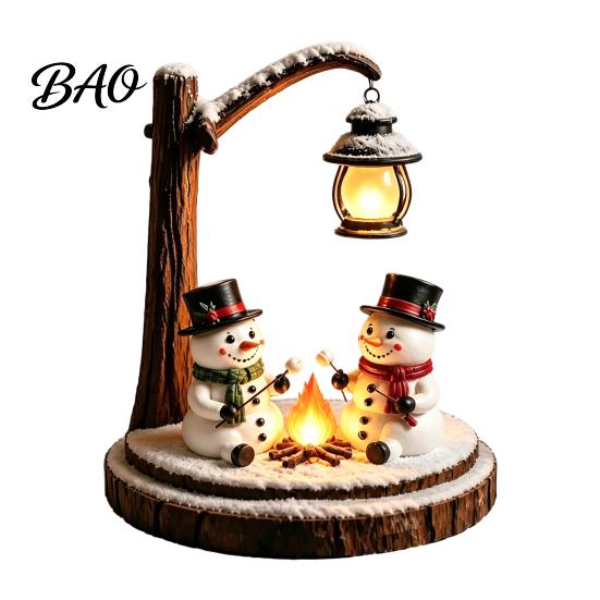 Resin Desk Lamp for Dormitory Christmas Santa Claus Reading Lantern, Snowman Elk LED Night Light with Warm Bedside Lighting Kids Room Glow,