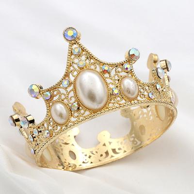 Kids Little Crown Boys Girls Prom Cake Birthday Small Diadem Children Headdress Hair Jewelry Gold Pearls Tiaras Ornaments
